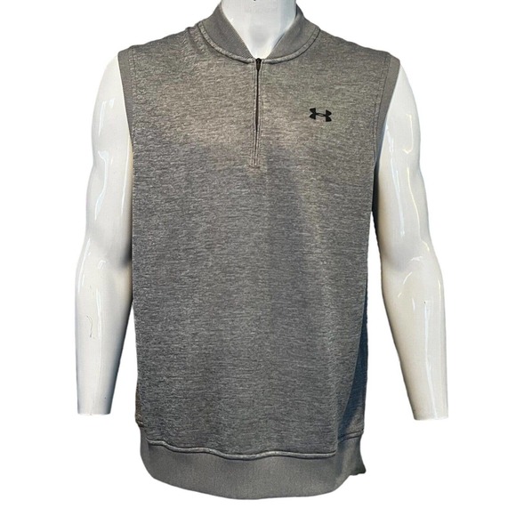 Under Armour Fleece Men Large Storm Sweater Vest Golf Heathered Gray 1281264 - Picture 1 of 4